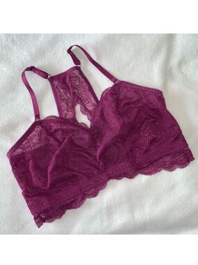 NEW! TORRID Lace Racerback Bralette, Deep Ruby Purple, Brand New With Tags On!